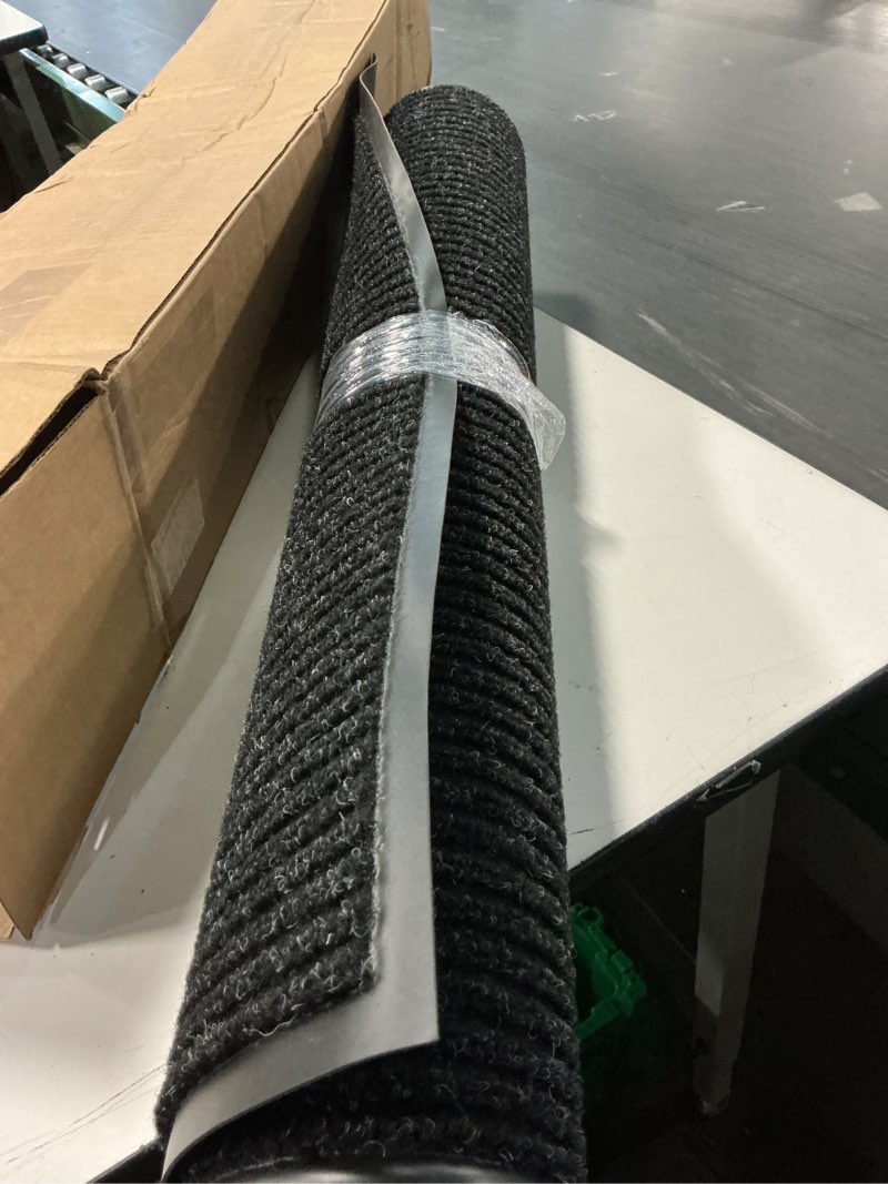 Condition photo showing Good Condition for door mat outside entrance 3' x 5', outdoor ribbed mats for front door, ribbed entry doormat for shoe scraper, heavy duty, non slip commercial floor mats for high traffic area, black