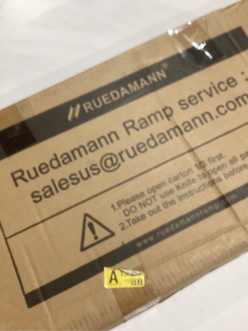 Condition photo showing New/Like New for Ruedamann Threshold Ramp for Doorways, 32" W x 12" L, Anti-Slip Wheelchair Ramps for Home Steps, Sturdy Aluminum Handicap Ramps for Wheelchair, Scooter, Strollers, Cart, Walkers, Pets