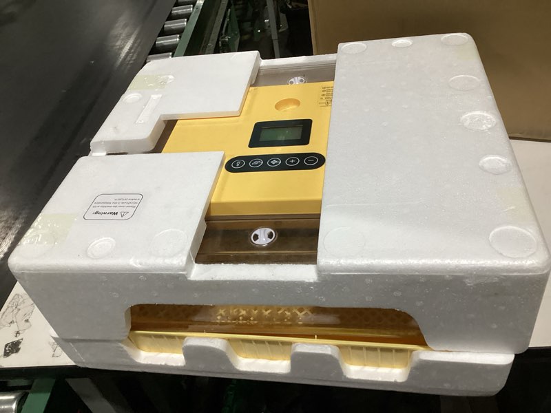 Condition photo showing As Is for sailnovo 56 egg incubator for hatching eggs with automatic egg turning and auto humidification, egg candler, temperature control, large egg incubator for chicken, duck, quail eggs white 56 eggs(18.7'' x 16.14'' x 6.3'') white