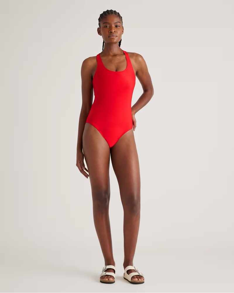 Italian Cross-Back One-Piece Swimsuit color cherry (Size L)