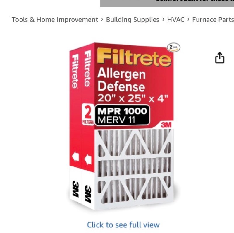 filtrete 20-in w x 25-in l x 4-in merv 11 1000 mpr allergen defense electrostatic pleated air filter (2-pack)