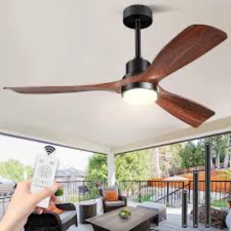 ceiling fans with lights and remote, 60 inch 3 blade modern wood ceiling fan with 3 downrods, quiet 