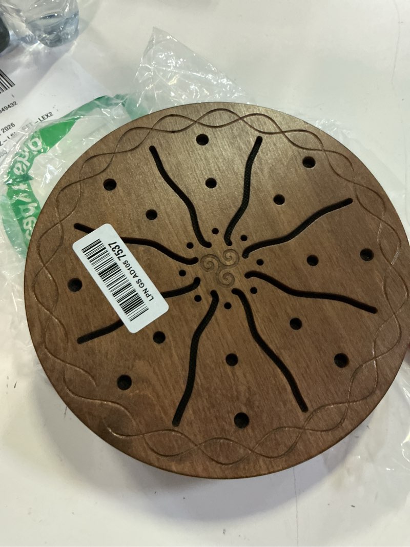 Condition photo showing As Is for rain-fall disc, 8.6 inch (22 cm) wooden ocean drum, gentle rain sound for sound bath, meditation & sound healing, celtic tree of life design