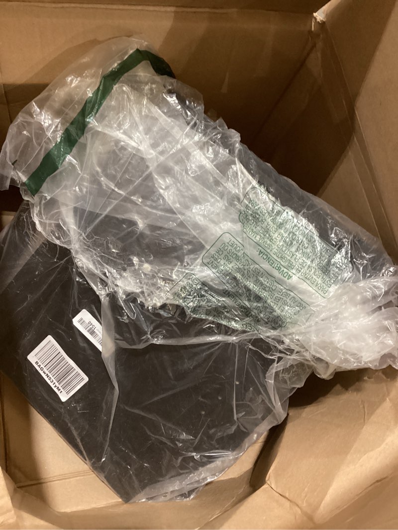 Condition photo showing As Is for vevor corner bread box for kitchen counter, double layer large capacity bamboo bread storage container, farmhouse wooden breadbox for homemade bread, storage holder bin with acrylic wavy door, black black corner