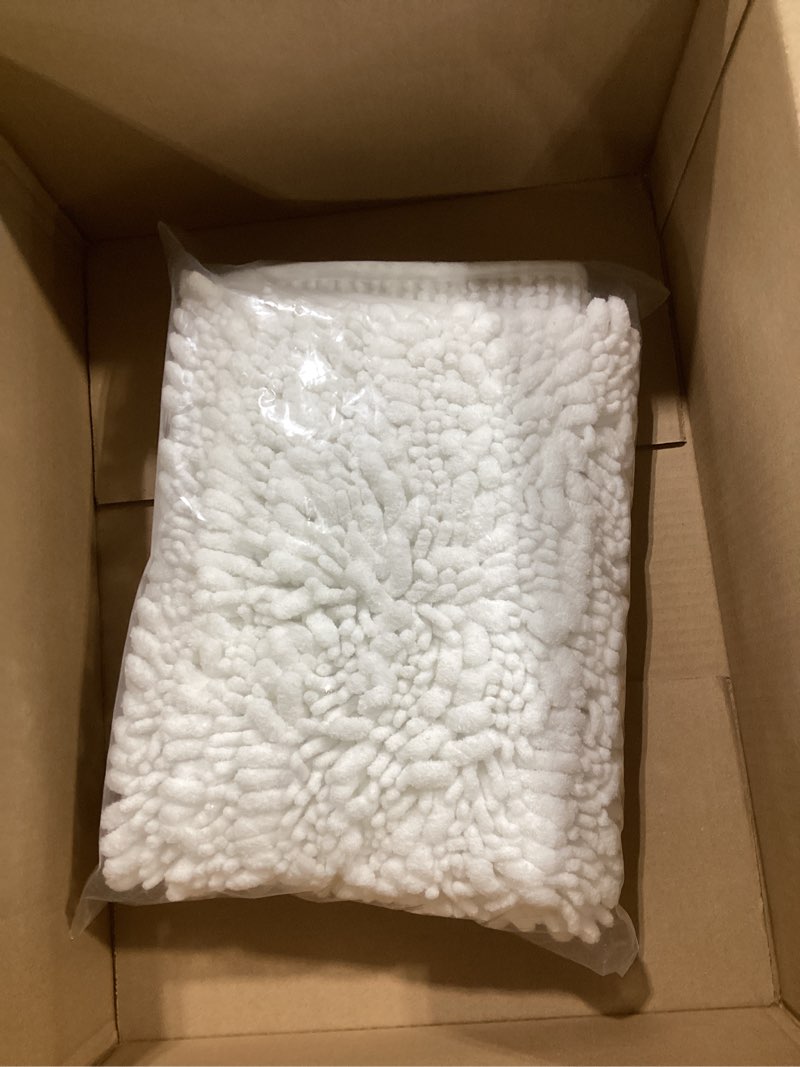 Condition photo showing Good Condition for Yimobra Bathroom Rugs Sets 2 Piece - Quick Dry Extra Thick Luxury Chenille Bath Mat, Non Slip Super Absorbent for Tub Shower Sink, Machine Washable Shaggy Floor Mat, 44"x24"+24"x17" Inch, White 44"x24"+24"x17" White