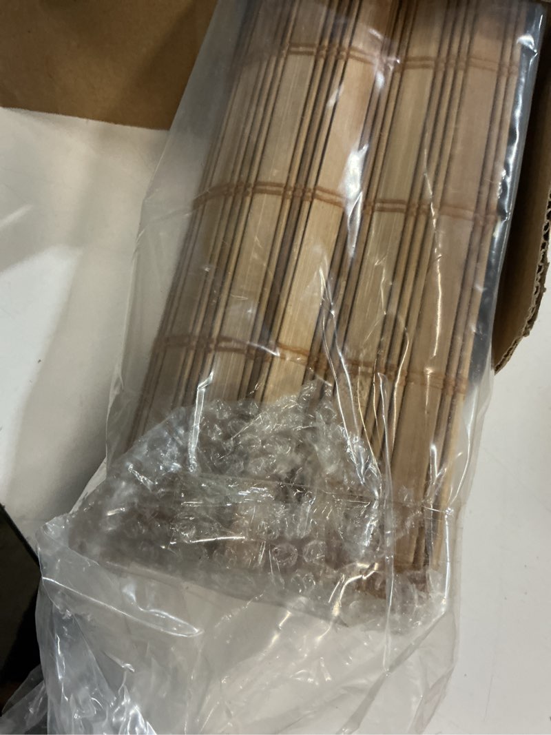 Condition photo showing Good Condition for lazblinds no tools no drill cordless bamboo roman shades, light filtering window treatment, roll up bamboo blinds for window 23'' w x 64'' h, squirrel squirrel 23'' w x 64'' h