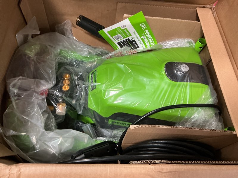 Condition photo showing New/Like New for Greenworks Pro Brushless 3000 PSI (CSA Certified) 2.0 GPM Max / 1.1 GPM Electric Pressure Washer (Rugged Steel Frame, 25 FT Hose, 35 FT GFCI Power Cord)