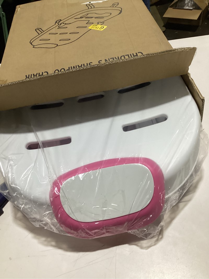 Condition photo showing New/Like New for Adjustable Children's Shampoo Chair is Suitable for 0-5 Years Old Bath Seat Bathtub Household Foldable Moisture-Proof Clothes Design (Pink+White)
