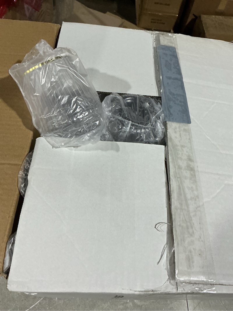 Condition photo showing Good Condition for Lueumxc 40 Pack Plastic Ribbed Wine Glasses, 14Oz Origami Disposable Wine Glasses Unbreakable Clear Plastic Cocktail Glasses Recyclable Shatterproof Reusable Wine Cups (14oz-Gold Rim 40pack) 14oz-gold rim-40pack