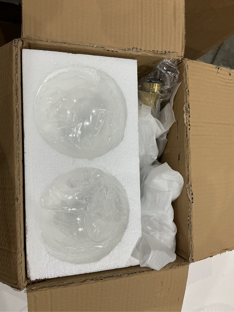 Condition photo showing Good Condition for black and gold wall sconces set of two, modern wall sconce light with clear glass shade,indoor wall light fixture wall lamps for bedroom, hallway, bathroom clear glass-2pcs