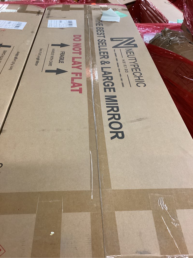 Condition photo showing New/Like New for natsukage 55"x16" full length mirror full body wall mounted mirror dressing mirror for bedroom standing hanging or leaning against wall home decor aluminum alloy frame (black) (a-mr01058-usam022-vc)