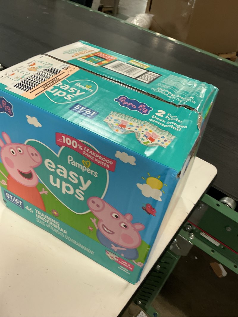 Condition photo showing New/Like New for pampers training pants - easy ups girls & boys - size 5t-6t, 46 count, peppa pig potty underwear (packaging may vary) 5t-6t 46