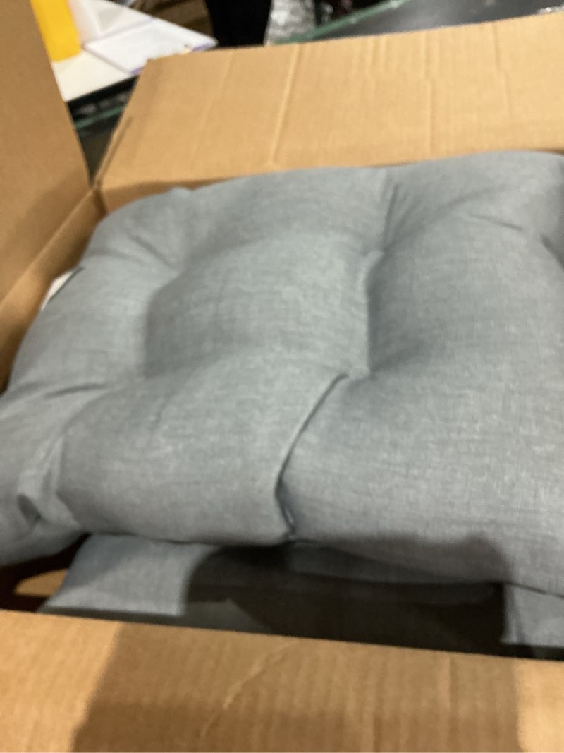 Condition photo showing Good Condition for arden plush indoor/outdoor rocking chair cushion set, 18 x 20, water repellent, fade resistant, tufted cushion for rocking chairs stone grey leala rocking chair cushion stone grey leala