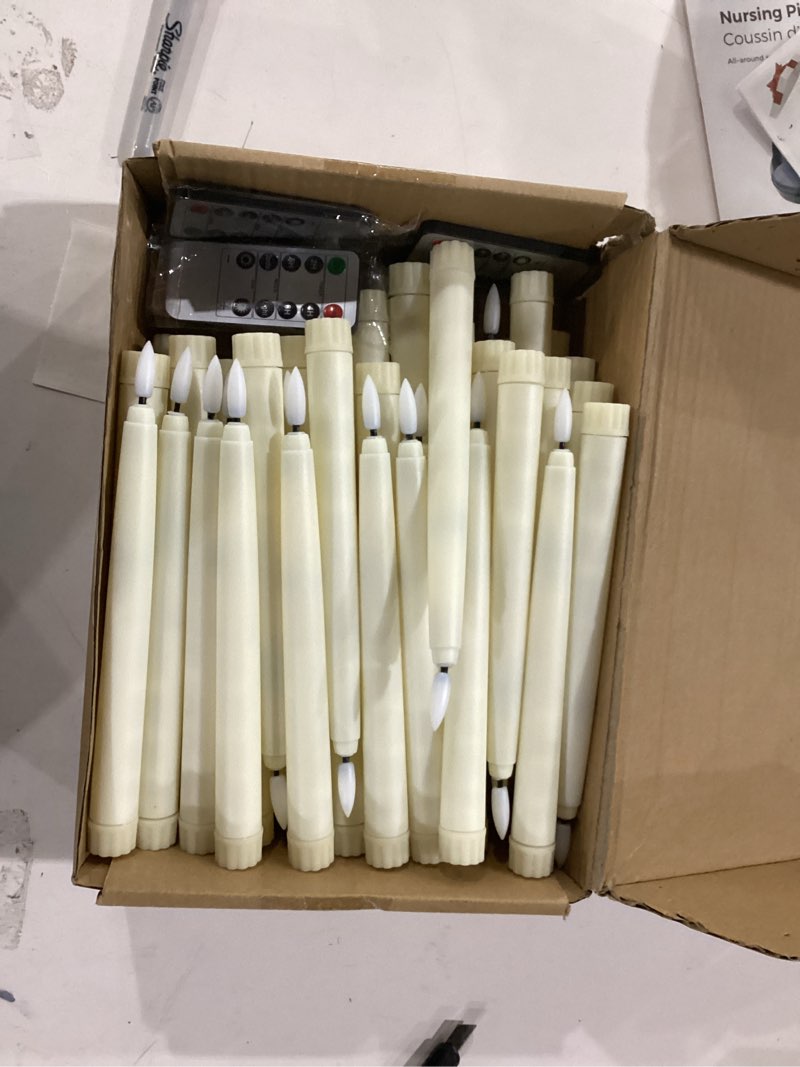Reginary 48 Pcs Flameless Taper Candles with 4 Remote, Battery Operated Flickering Flameless Taper C