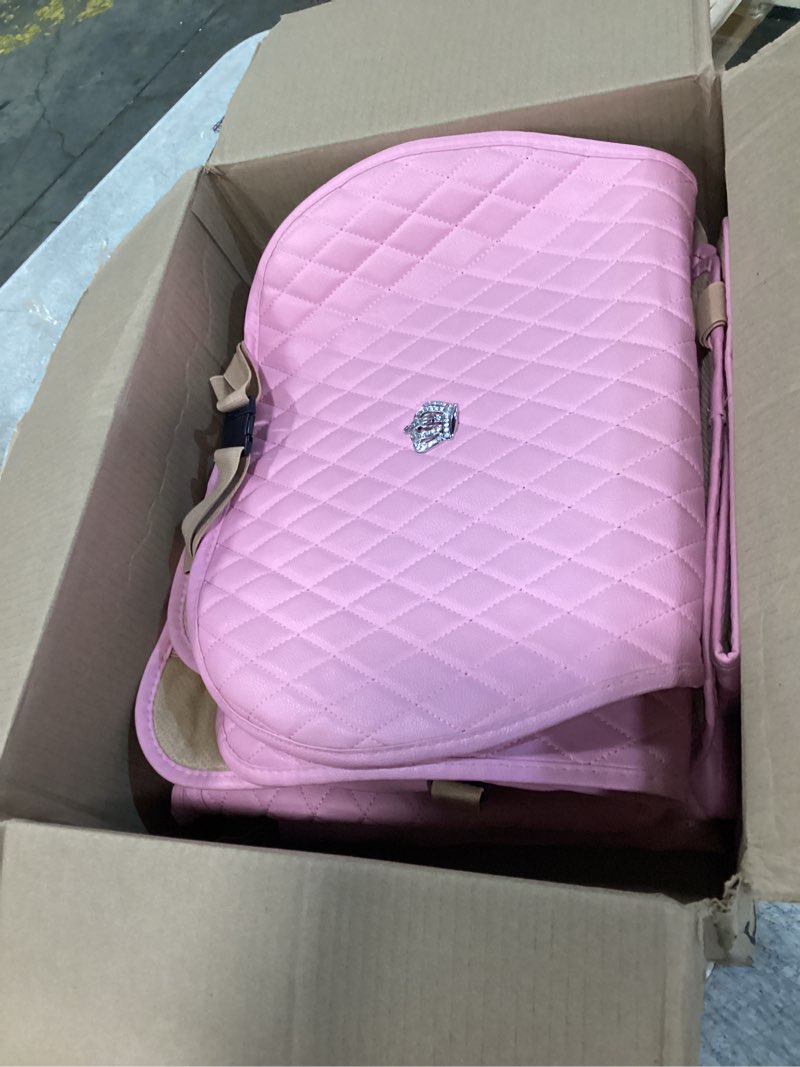 Condition photo showing Good Condition for flying banner car seat covers seat cushions luxe fit faux leather easy installation vehicles non slip premium (solid pink, full set) 1 x full set solid pink