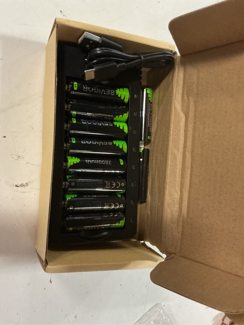 Condition photo showing Good Condition for bevigor rechargeable aa batteries with charger, 10 pack 2800mah high capacity ni-mh double a batteries with smart 8 bay smart battery charger, usb fast charging charger&aa10
