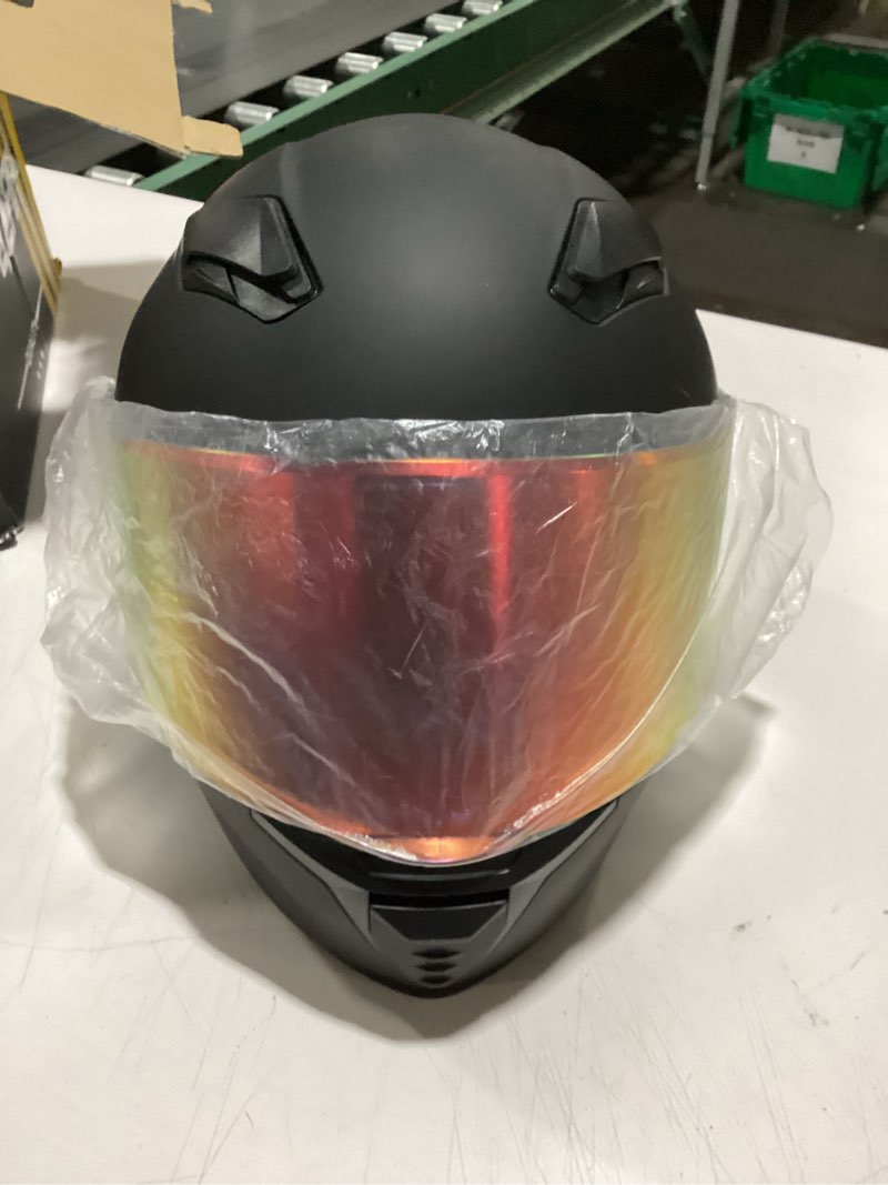 Condition photo showing Good Condition for Full Face Helmet Black Motorcycle Motorbike Street Bike Racing Helmets for Adults WS-607 DOT Approved (with Chrome Red, XL) Flat black-R X-Large
