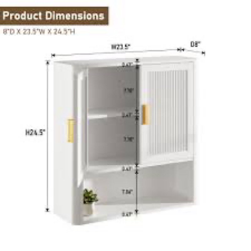 innod bathroom wall cabinet, wall-mounted medicine cabinet with adjustable wood shelf & doors, float