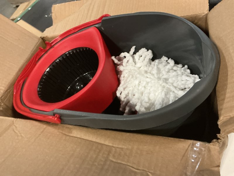 Condition photo showing Good Condition for o-cedar easywring microfiber spin mop & bucket floor cleaning system with 1 extra refill,red / gray
