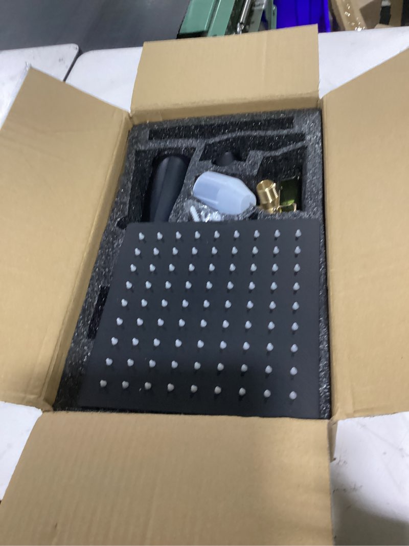 Condition photo showing New/Like New for black tub shower faucet set complete with 8-inch rainfall shower head and tub spout included shower valve tub shower trim kit matte black matte black tub shower faucet