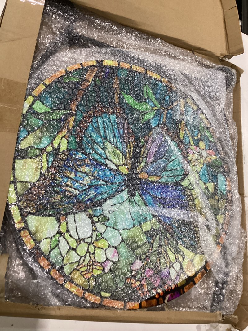 Condition photo showing Good Condition for outdoor side table round small mosaic patio accent indoor end plant coffee tea table for yard patio porch garden living room, bedroom(butterfly style,18 inch) 18 inch butterfly style