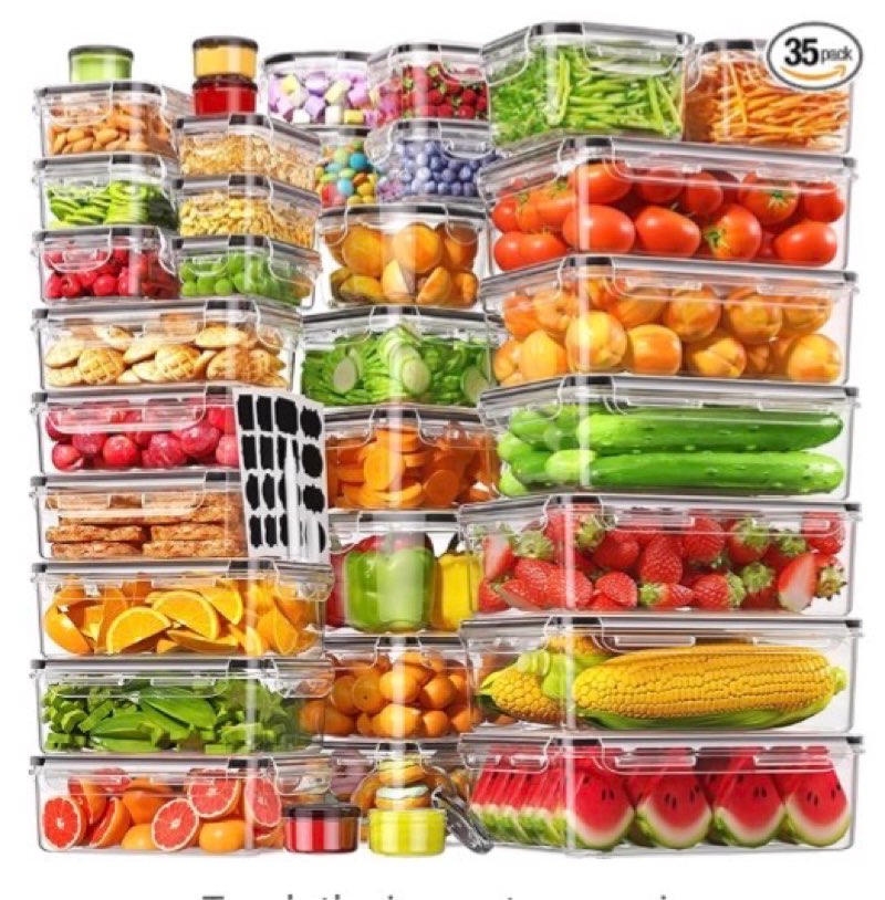 Incomplete )))) 70 PCS Food Storage Containers with Lids Airtight, (35 Lids & 35 Containers) Leak proof Containers Set for Kitchen, Meal Prep, BPA-Free, PVC-Free Plastic, Microwave/Dishwasher Safe, Extra Labels & Pen