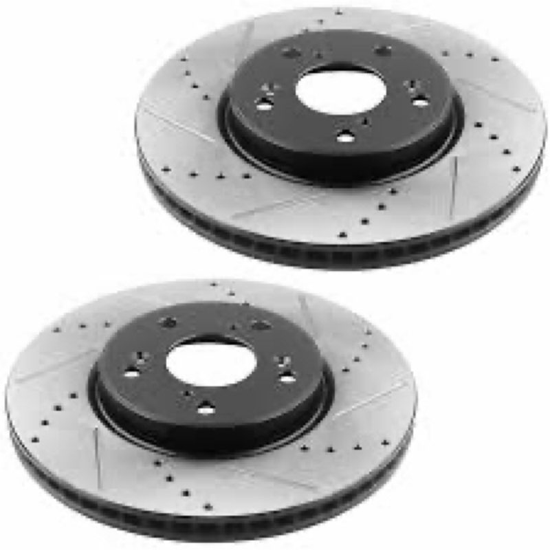 Drilled and Slotted Front Brake Kit Rotors Ceramic Brake Pads for Honda 2003-2010 Accord 2.4L(11.1”,