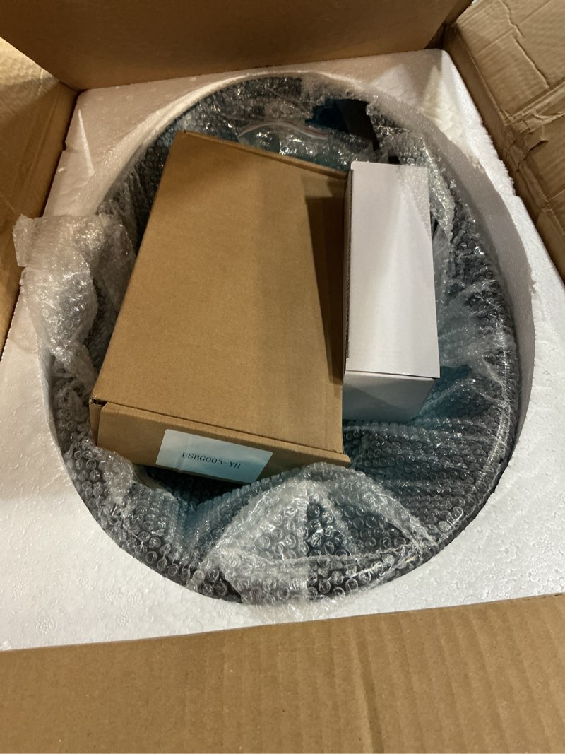 Condition photo showing New/Like New for Bathroom Boat Shape Artistic Glass Vessel Sink Free Black Faucet and Pop-up Drain Set, Blue