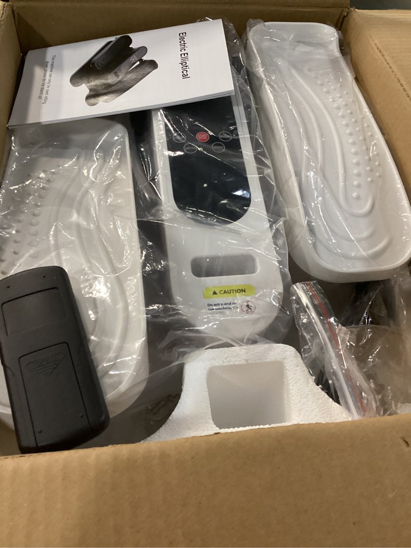 Condition photo showing New/Like New for under desk elliptical machine, electric seated leg exerciser for seniors, adjustable speed & low-impact design, quiet portable trainer with remote control for home office white