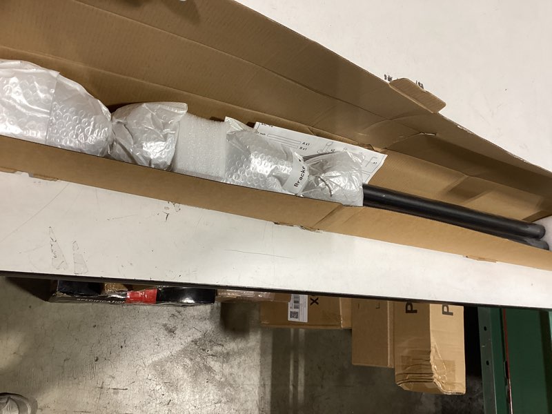 Condition photo showing Good Condition for 1 inch heavy duty blackout curtain rods for windows, industrial pipe wrap around room divider decorative curtain rods wall mount & ceiling mount, black, 72-144 inch black 72 to 144 inch