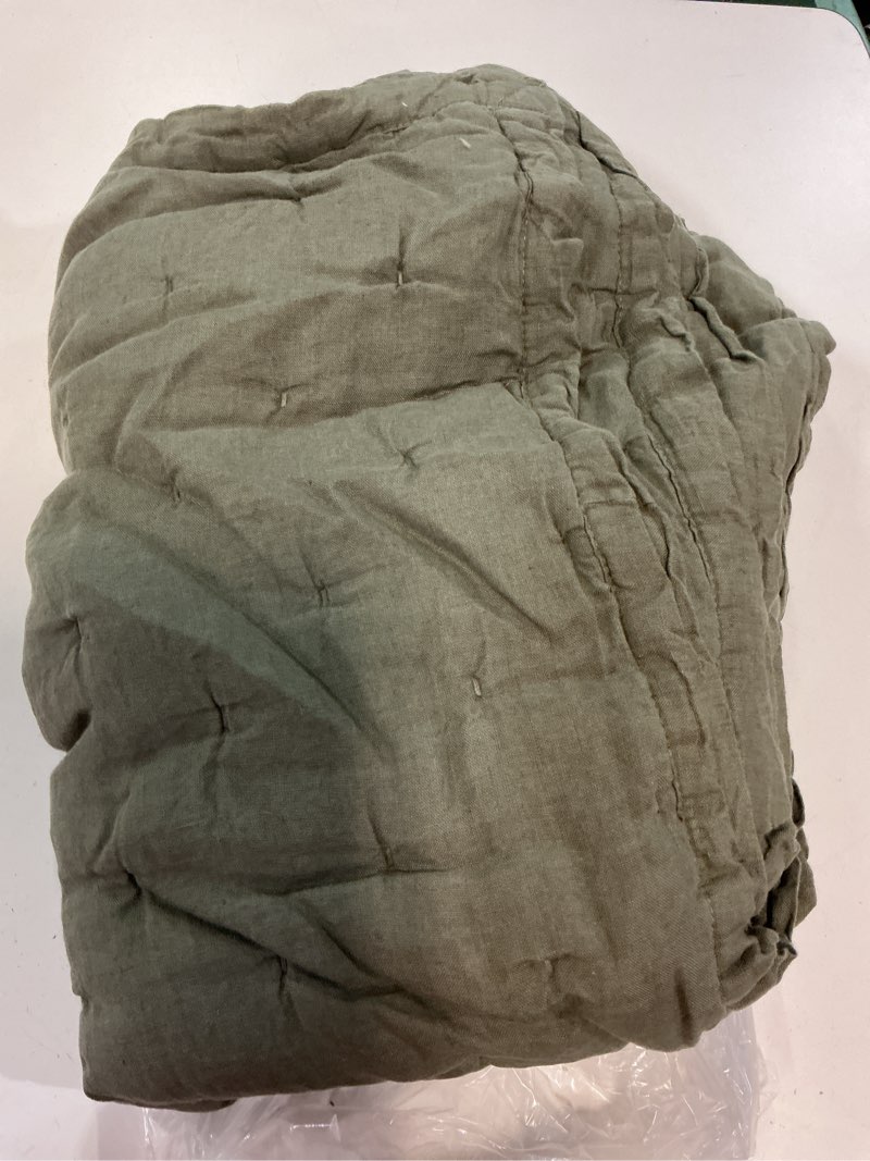 Condition photo showing Good Condition for european linen sham set, king, dusty olive