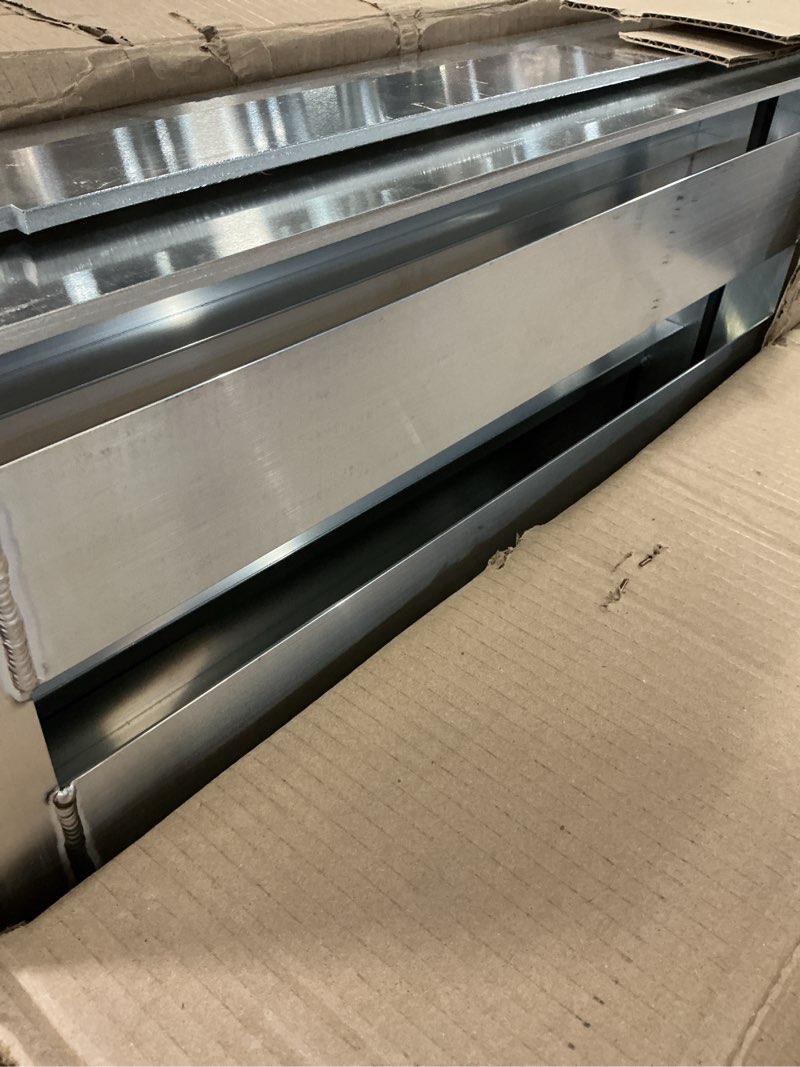 Condition photo showing As Is for channel bc2448 cantilever shelving, t-bar shelf, aluminum construction, 900 lbs. capacity, rust-proof, freestanding, ideal for walk-in coolers, freezers and dry storage, 48" w x 24" d