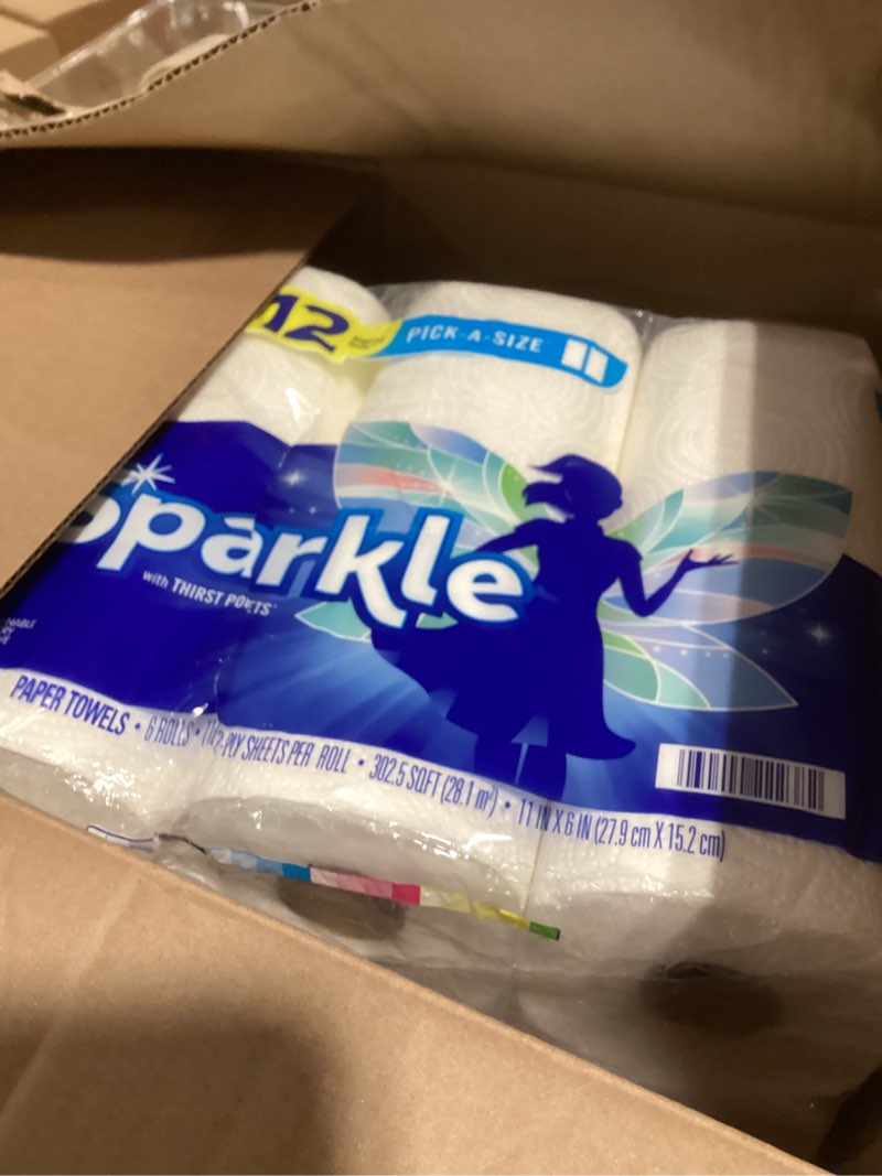 Condition photo showing Good Condition for Sparkle Pick-A-Size Paper Towels, 6 Double Rolls = 12 Regular Rolls, Everyday Value Paper Towel With Full And Half Sheets
