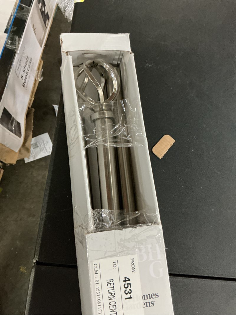 Condition photo showing As Is for better homes & gardens 1  plated nickel cage adjustable single curtain rod set 42-120