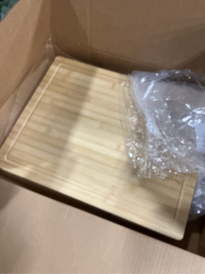 Condition photo showing Good Condition for patelai bamboo cutting board with counter lip, 18 x 14in over the stove sink cutting board with counter edge, for meat, vegetables, bread, and charcuterie, dough& pastry maker for home kitchen