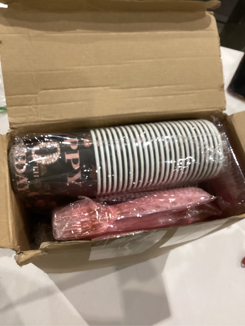 Condition photo showing Good Condition for pickmesh 400 pcs 40th birthday decorations for women, includes 40th birthday plates, napkins, cups, and cutlery for party favors, cheer to 40 year for her, serves 50 guests happy 40th birthday
