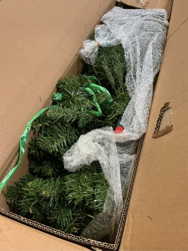 Condition photo showing New/Like New for national tree company 4.5 ft pre-lit north valley spruce artificial christmas tree, 200 multicolor lights, 398 tips, includes stand, green 4ft 6in