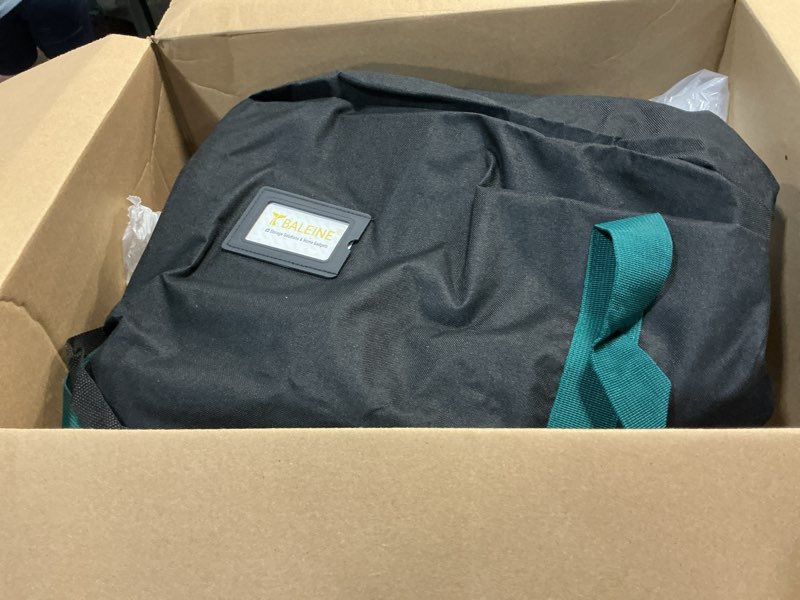 Condition photo showing Good Condition for baleine 9 ft christmas tree storage bag, heavy duty 900d oxford fabric with reinforced handles and dual zippers wide opening, extra large storage container for trees and decorations (black) 9 ft black
