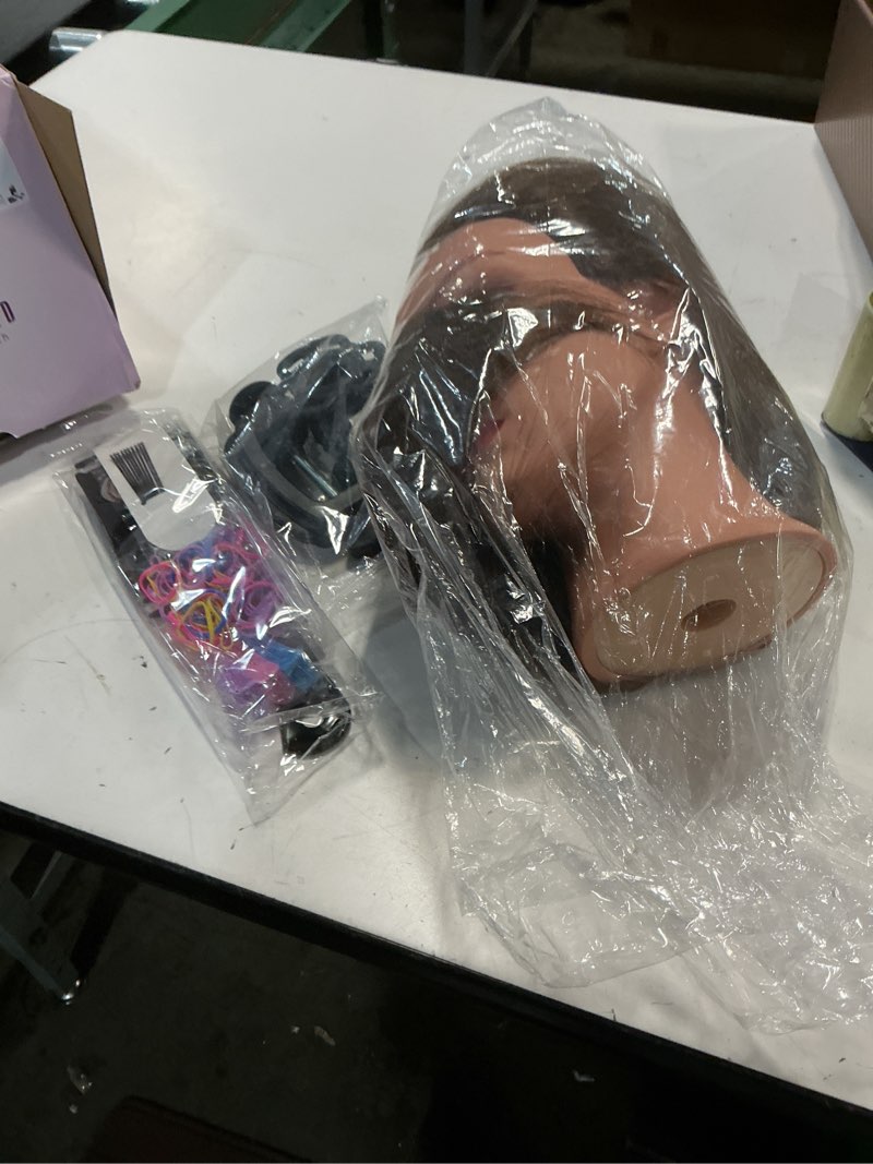 Condition photo showing Good Condition for 20" mannequin head human hair,100% real hair mannequin head,cosmetology human hair mannequin doll head for hair styling,practice braiding styling head with table clamp suitable for hair extensions dark brown