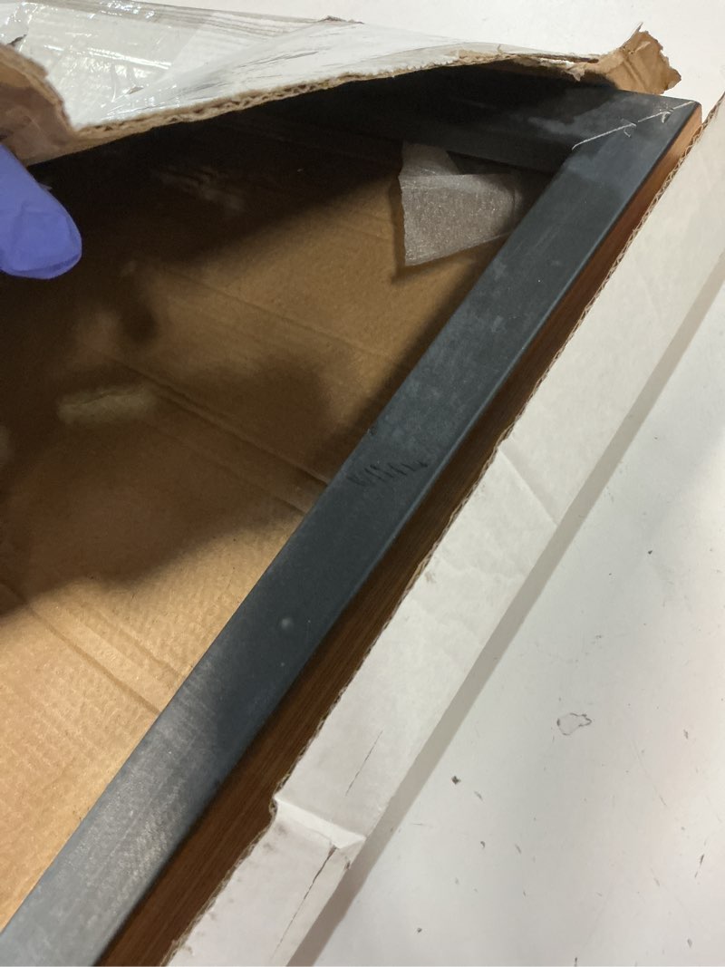 Condition photo showing As Is for creative mark illusions floater frame for 3/4" deep canvases - 20x24 antique gold - no glass or backing - wood composite floating illusion frame for canvas paintings- with hanging hardware antique gold 20x24 1