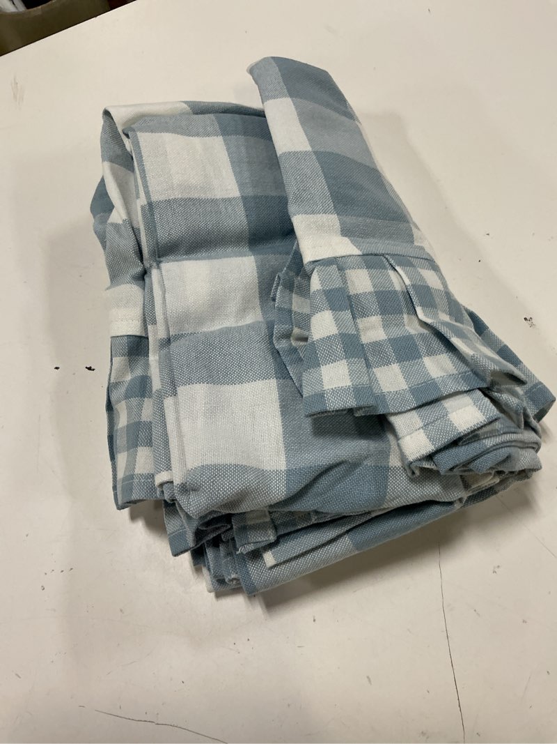 Condition photo showing Good Condition for curtainworks buffalo plaid curtain tier set, 28 x 36 in, blue white, 2-pc | kitchen, check, farmhouse blue 28"w x 36"l (pack of 2)