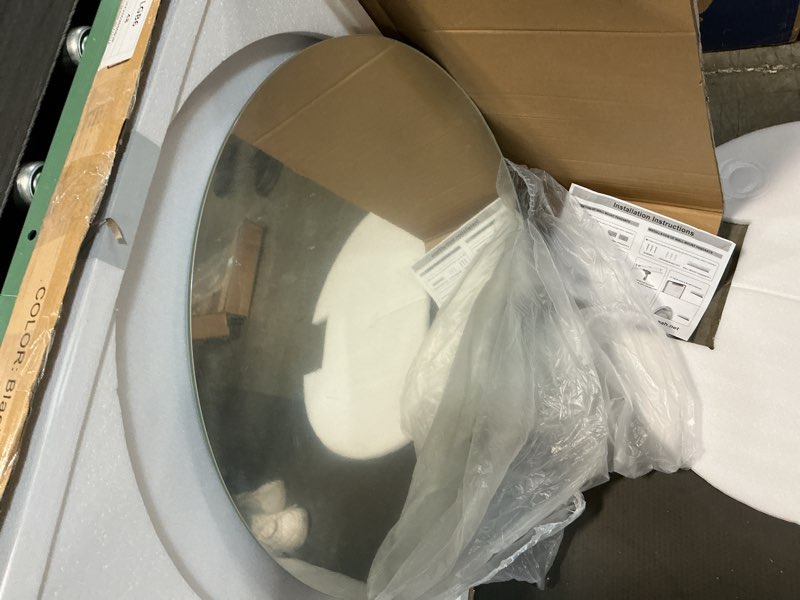 Condition photo showing As Is for (similar )darenyi 16'' round wall mirror sheet self adhesive, non glass, high clear acrylic circle mirror decorative for wall, bathroom, bedroom, door, deocr