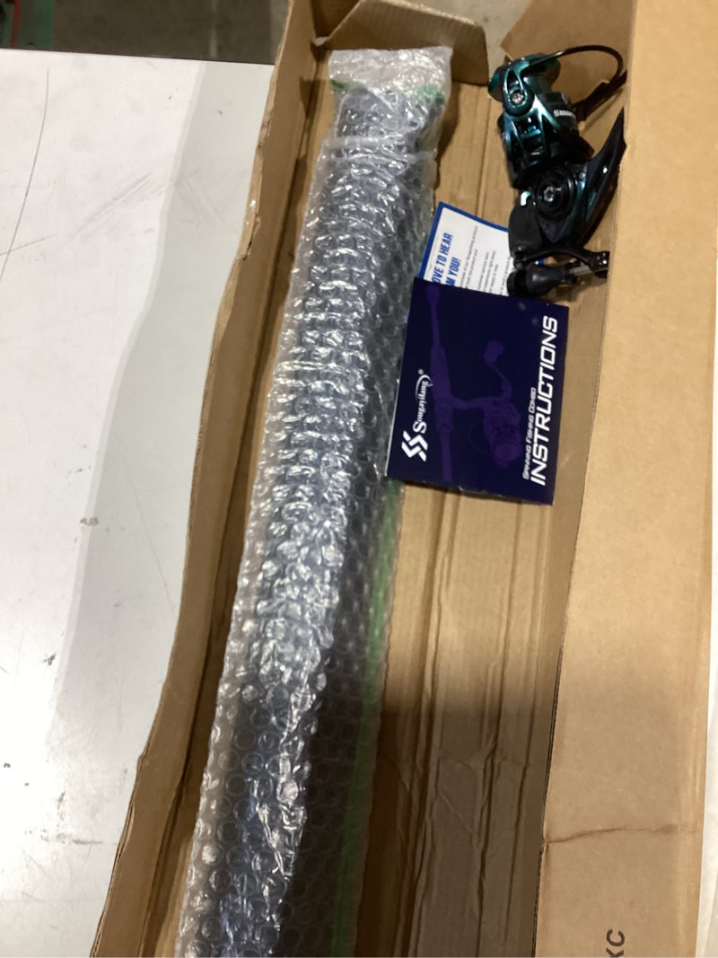 Condition photo showing As Is for souagyilang chameleon paint spinning fishing rod reel combos,2-section 5.9ft light weight spinner rod with powerful fishing gear for freshwater saltwater present for anglers