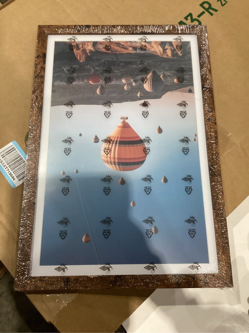 Condition photo showing Good Condition for qotib wood 12x18 picture frame with 11x17 mat, display 11x17 with mat or 12x18 without mat, wood 12 by 18 photo frame, 12 x 18 frame for wall hanging display, deep brown 1 12x18 inch