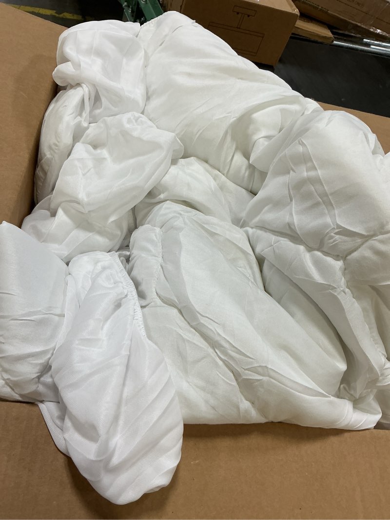 Condition photo showing Good Condition for miye pleated waffle weave bed skirt, tailored dust ruffle 14 inch drop easy fit, machine washable,no split corners (white, queen - 14\" drop) white queen - 14\" drop