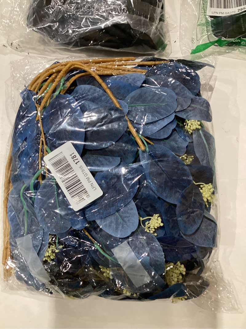 Condition photo showing Good Condition for 6 pieces/lot artificial plants fake eucalyptus leaves of bouquet for bride home table garden decoration (royal blue)