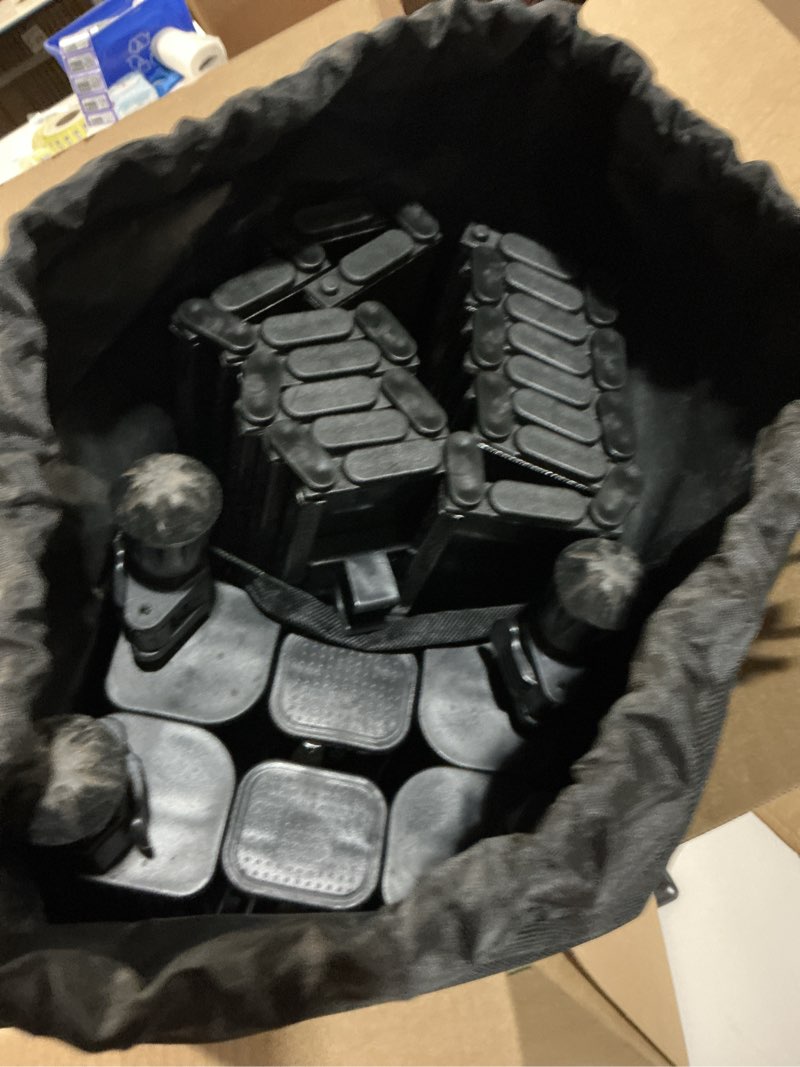 Condition photo showing As Is for Camping Table Folding Portable Camp Aluminum Fold Up Lightweight Roll Up Table Adjustable Height with Carry Bag Indoor Outdoor for Camping, Picnic, Backyard, BBQ, Patio, Black Black 36.8"L x 21.9"W x (21.5-29.5)"H