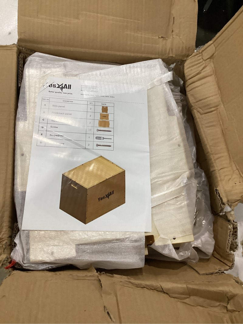 Condition photo showing New/Like New for Yes4All Plyo Box, 3-in-1 Wooden Box Jumps for Home Gym, 450 lbs Boxes Step Up with Smooth Edges & Wide Built-in Handles for Jumping, Strength Training, Lunges, Squats, Dips A. Wood Basic 16" x 14" x 12"