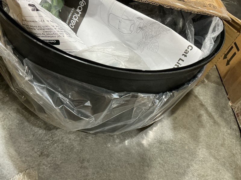 Condition photo showing Good Condition for feandrea plant cat litter box enclosure with artificial plant, enclosed hidden litter box furniture with door, carbon filter, odor control, pebbles, scoop, brush, ink black uppt006b101