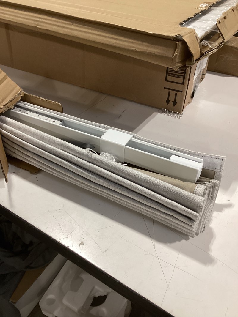 Condition photo showing New/Like New for LazBlinds No Drill Roman Shades for Windows, Cordless Blackout Window Shades with UV Protection, Polyester Fabric for Bedroom & Living Room, 25" W x 64" H, Natural Blackout - Faux Linen - Natural 25"W x 64"H